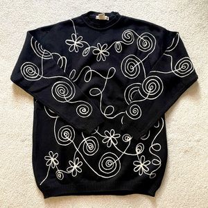 Vintage Boston Traders Knit Flower Sweater
